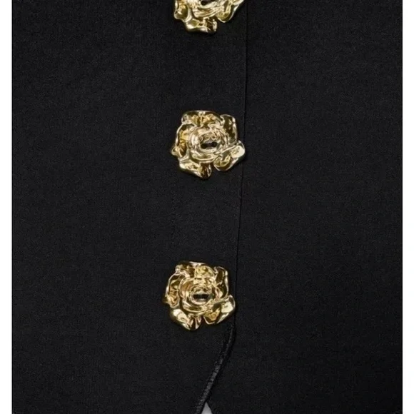 Zara Black Puff-Sleeve Button-Front Blouse - Picture 6 of 9